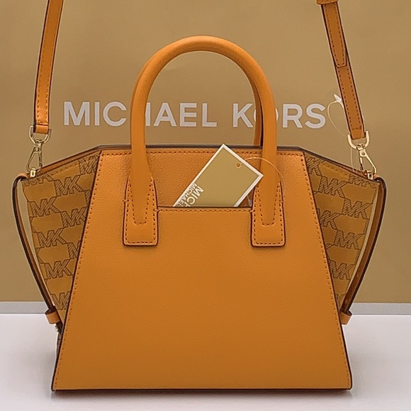 MICHAEL KORS AVRIL SMALL TOP ZIP SATCHEL CROSSBODY BAG HONEYCOMB COLOR - Picture 7 of 15